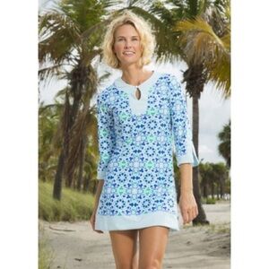 Cabana Life Seaside UPF Tunic Shirt Coverup Dress Beach Water Tropical Size M